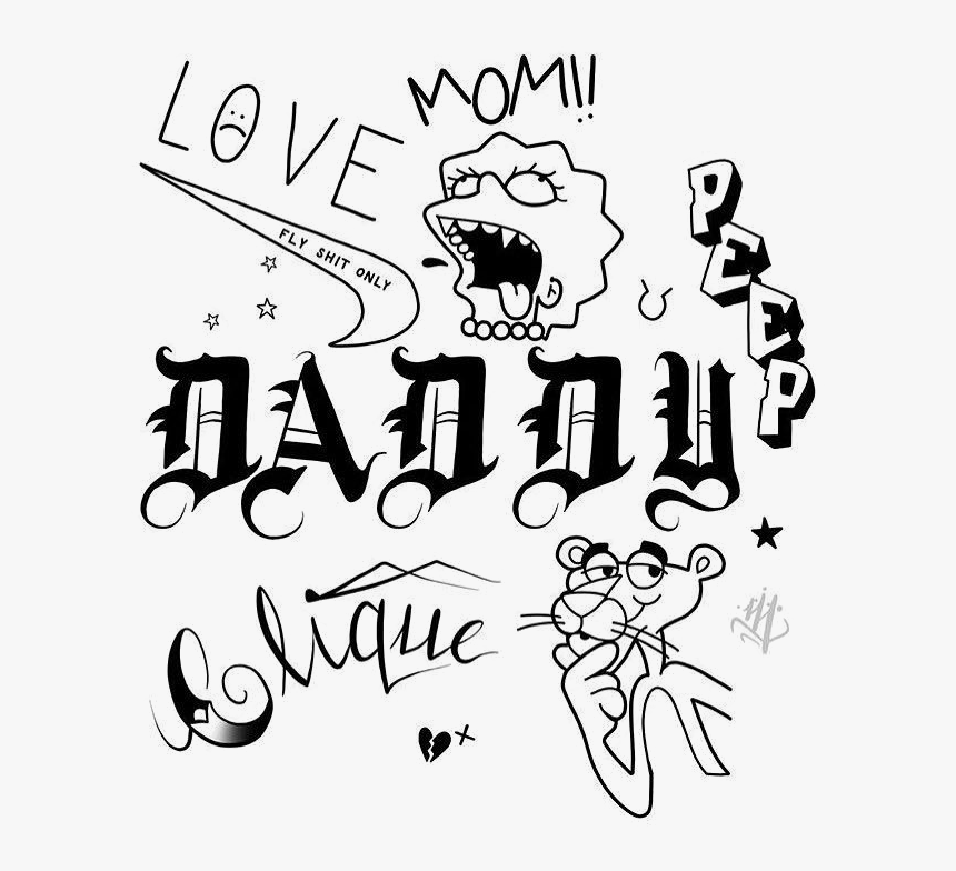 #daddy #lilpeep #tattoo #face #tattooart - Lil Peep Tattoos Drawings, HD Png Download, Free Download