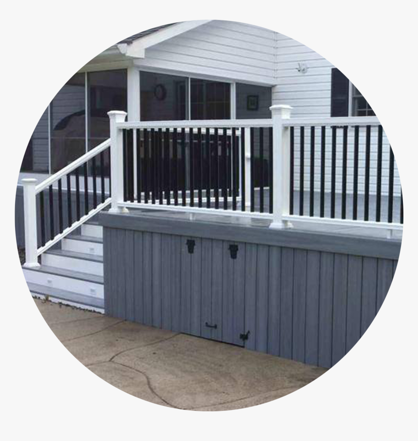 Grey Deck With White And Black Railings - Grey Deck With Black Railing, HD Png Download, Free Download