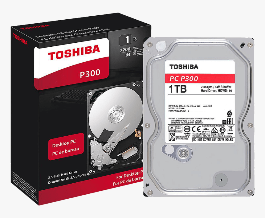 Toshiba P300 1tb 7200 Rpm Hard Drive-image - Toshiba P300 3.5 1tb 7200rpm, HD Png Download, Free Download