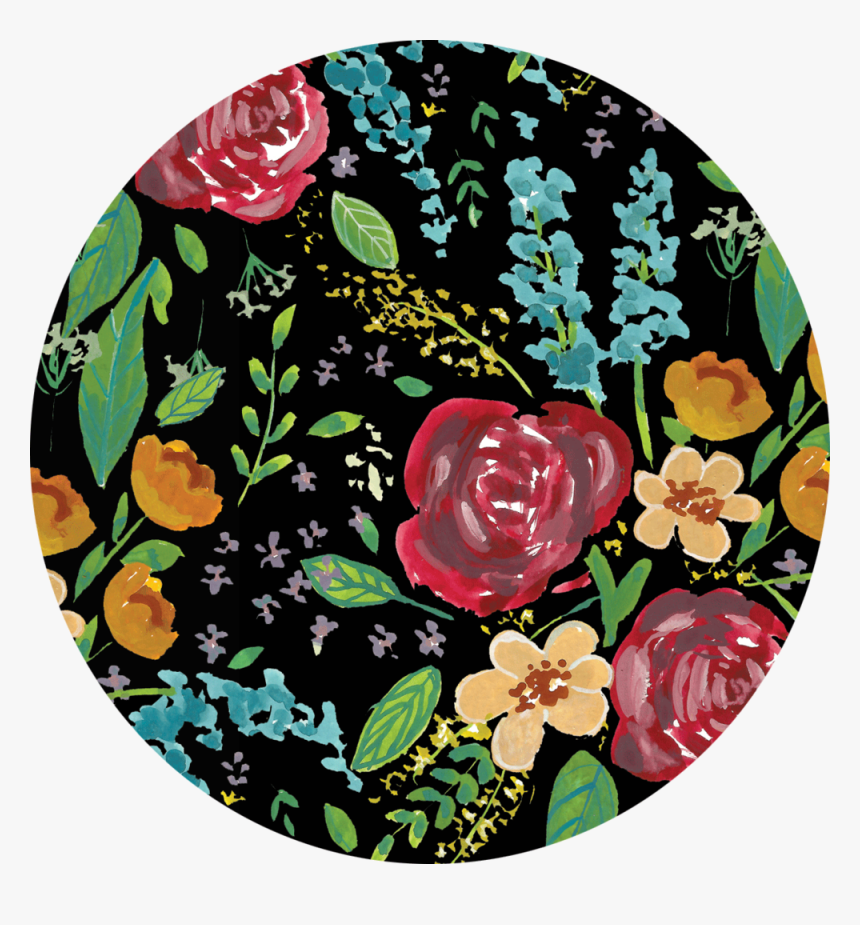 Dark Florals Pattern Circle - Artificial Flower, HD Png Download, Free Download