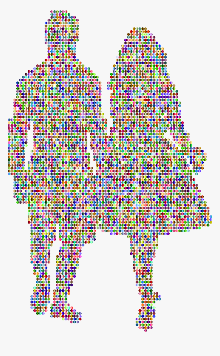 Prismatic Couple Holding Hands Silhouette 4 Clip Arts - Couple Holding Hands Silhouette Clipart, HD Png Download, Free Download