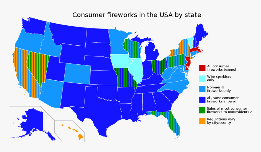 Consumer Fireworks Laws In The Usa By State - States The Use Electric Chair, HD Png Download, Free Download