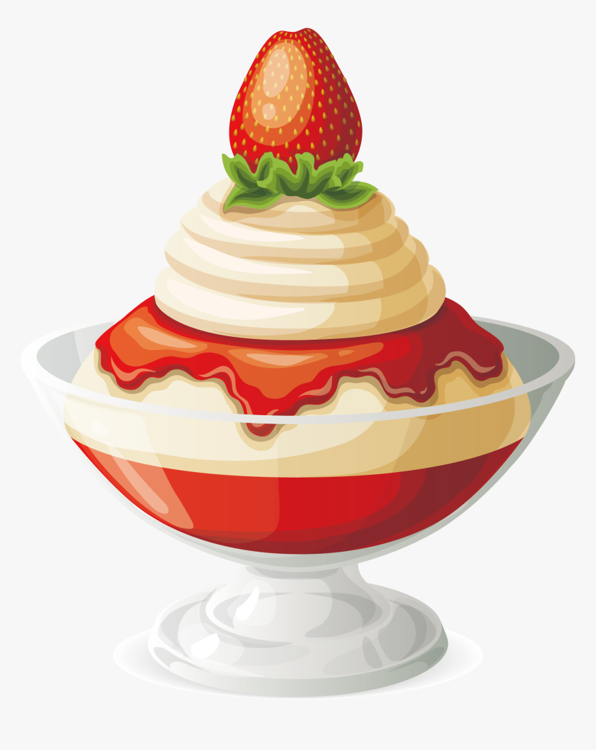 Strawberry Ice Cream Sundae Ice Cream Cone - Ice Glass Cream Png, Transparent Png, Free Download