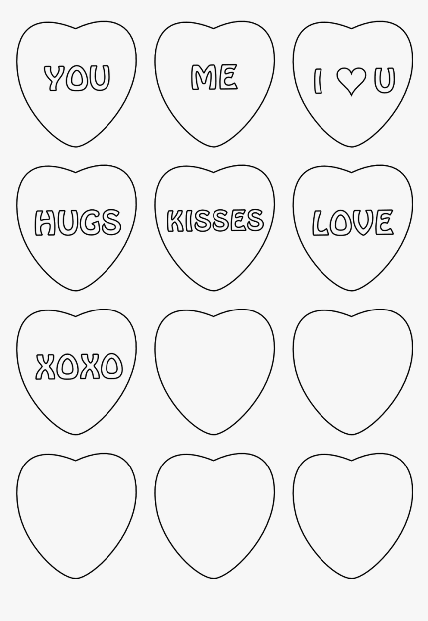 Conversation Heart Template Conversation Heart Clip - Love Heart Sweets Outline, HD Png Download, Free Download