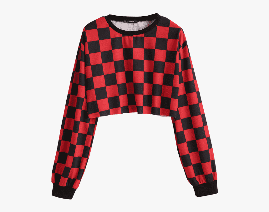 Red And Black Checkered Crop Sweatshirt, HD Png Download, Free Download