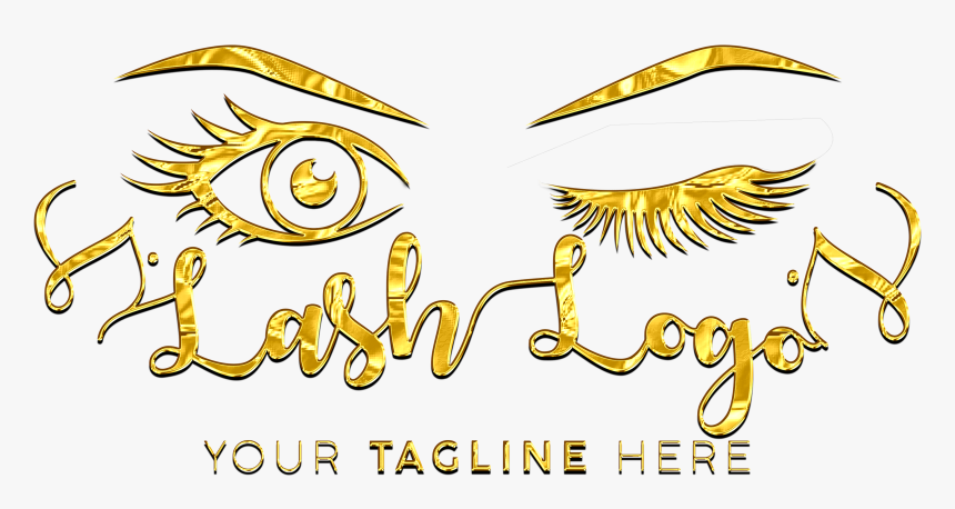 Gold Foil Custom Lashes Logo Cosmetics / Make-up Design - Illustration, HD Png Download, Free Download