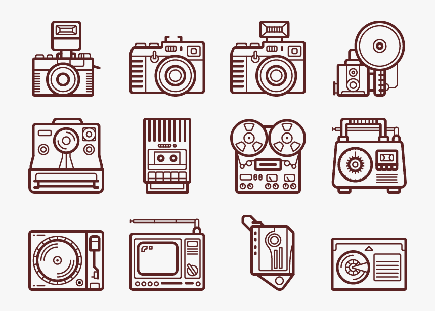 Retro Technology Icons Illustration Gadgets Technology, HD Png Download, Free Download