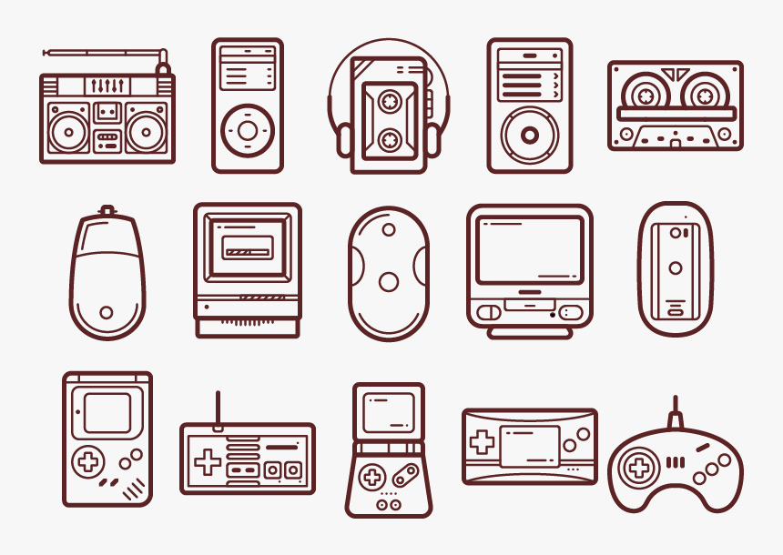 Retro Technology Icons Illustration Gadgets Technology, HD Png Download, Free Download