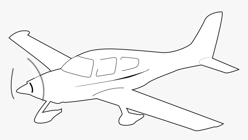 Propeller-driven Airplane, White, Fly, Outline, High - Plane Clip Art, HD Png Download, Free Download