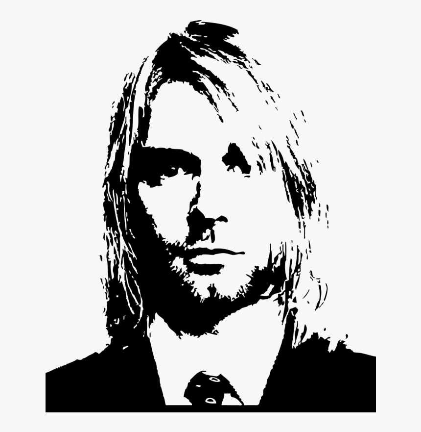 Kurt Cobain Silhouette Artist Musician - Kurt Cobain Black And White Drawing, HD Png Download, Free Download