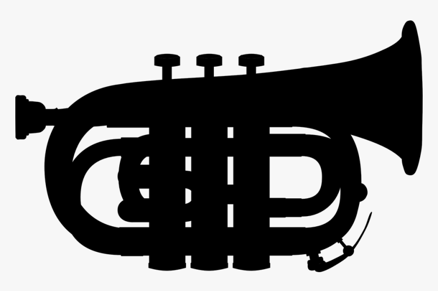 Trumpet, Silhouette, Music, Black, Jazz, Band - Marching Baritone Clipart, HD Png Download, Free Download