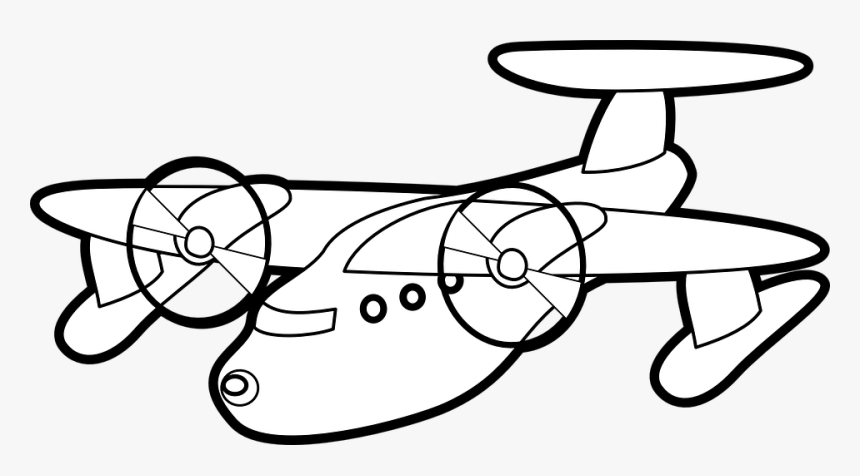 Propeller-driven Airplane, Fly, White, Outline - Plane Vector Black And White, HD Png Download, Free Download