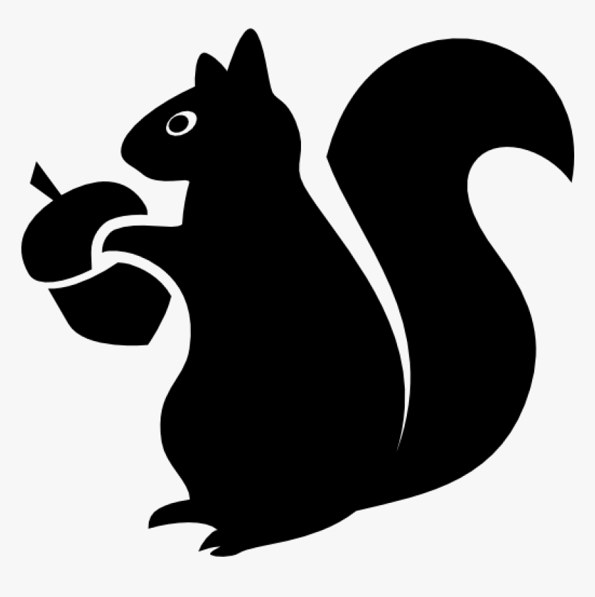 Image Download Squirrel Svg Black White Png - Squirrel With Nut Silhouette, Transparent Png, Free Download