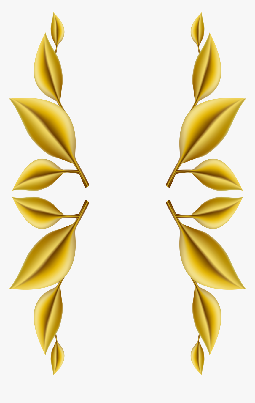 Gold Leaves Decoration Png Clip Art Image - Golden Leaves Border Png, Transparent Png, Free Download