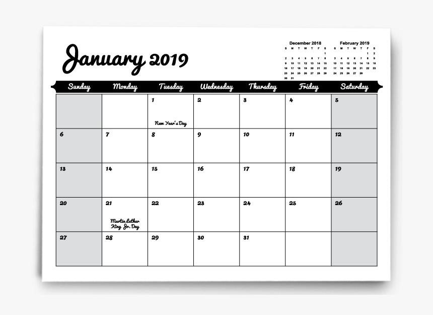 2019 2020 Calendar With Holidays, HD Png Download, Free Download