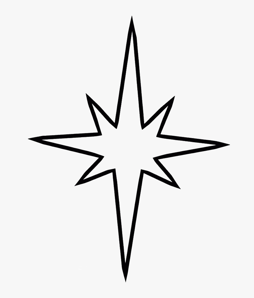 Simple Christmas Tree With Star Coloring For Kids - Nativity Star Coloring Page, HD Png Download, Free Download