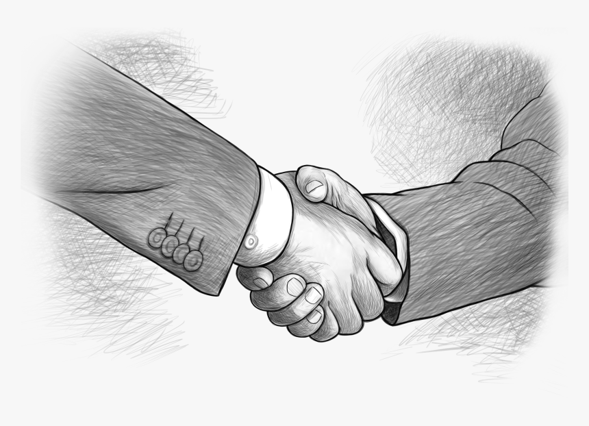 Hand Shaking Png Sketch - Holding Hands Black And White Sketch, Transparent Png, Free Download