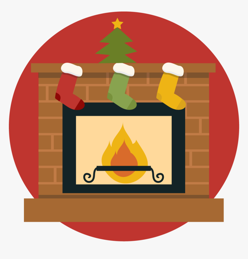 Fireplace Clipart Fireplace Mantel - Christmas Fireplace Clipart, HD Png Download, Free Download