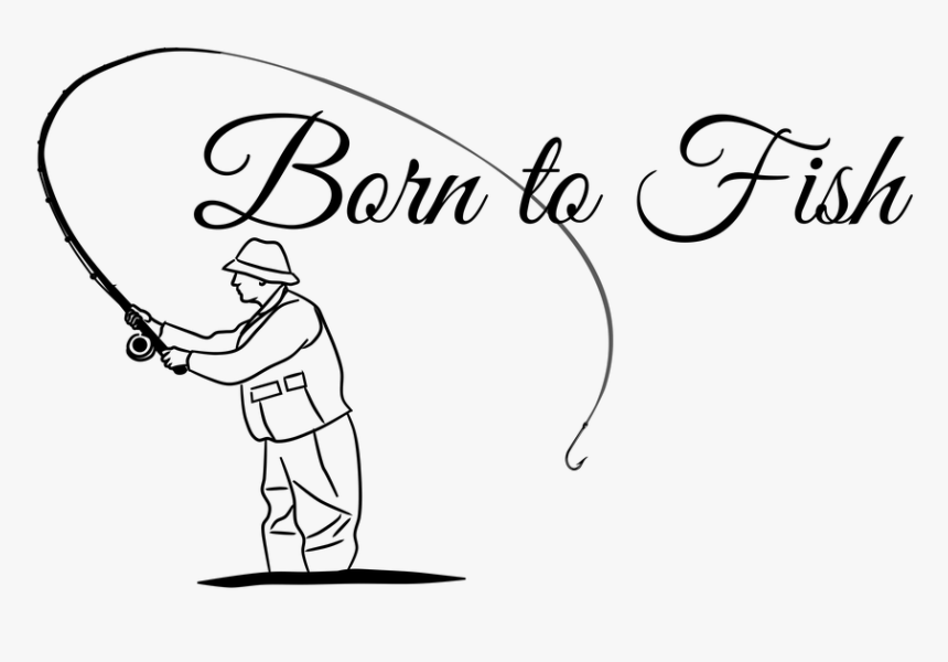 Born To Fish, Fishing, Fish, Sport, Water, Underwater - Line Art, HD Png Download, Free Download