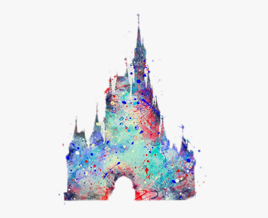 #disney #castle #cinderella #colorful #pretty #splatter - Disney Castle Background Art, HD Png Download, Free Download