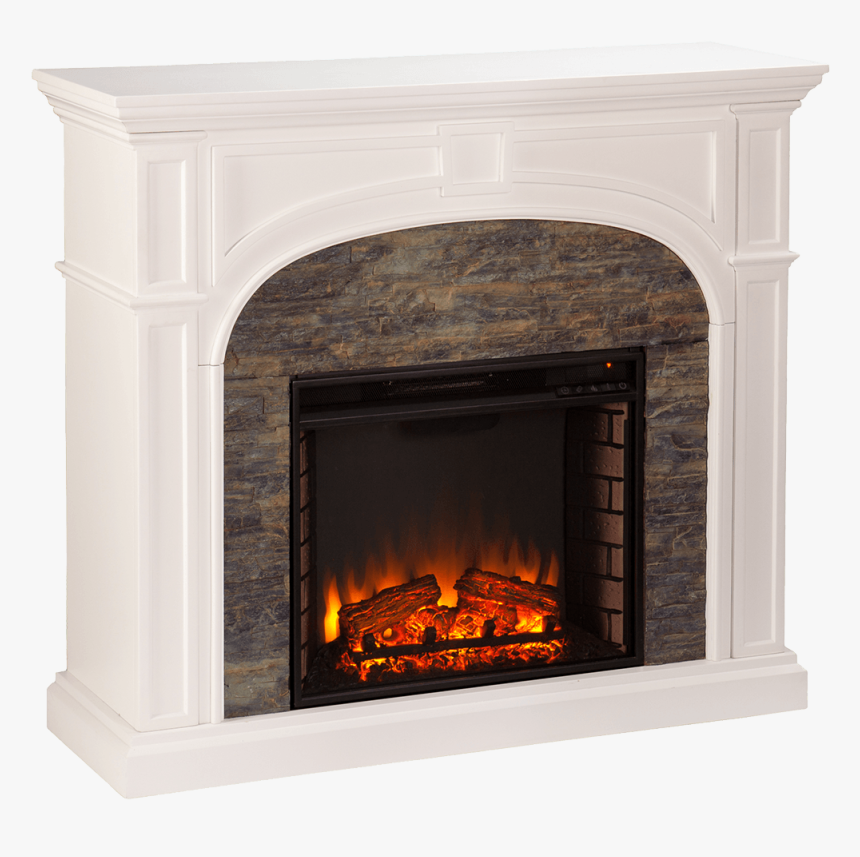 Stone Fireplace Png - White With Stone Electric Fireplace, Transparent Png, Free Download