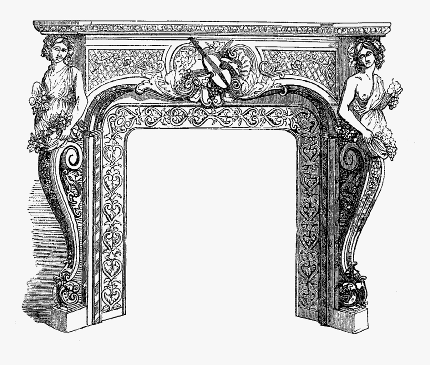 Fireplace Download Image Antique Illustration - Old Victorian Illustration Png, Transparent Png, Free Download