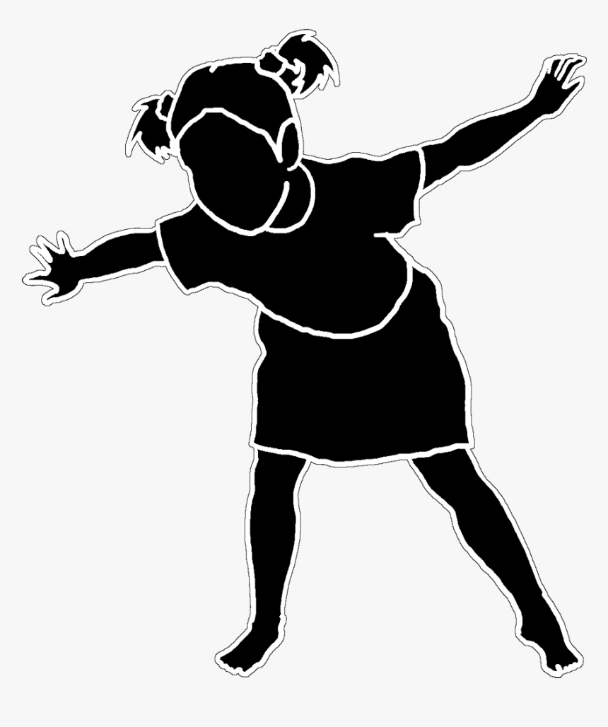 Silhouette Of Dancing Little Girl - Little Girl Playing Silhouette, HD Png Download, Free Download