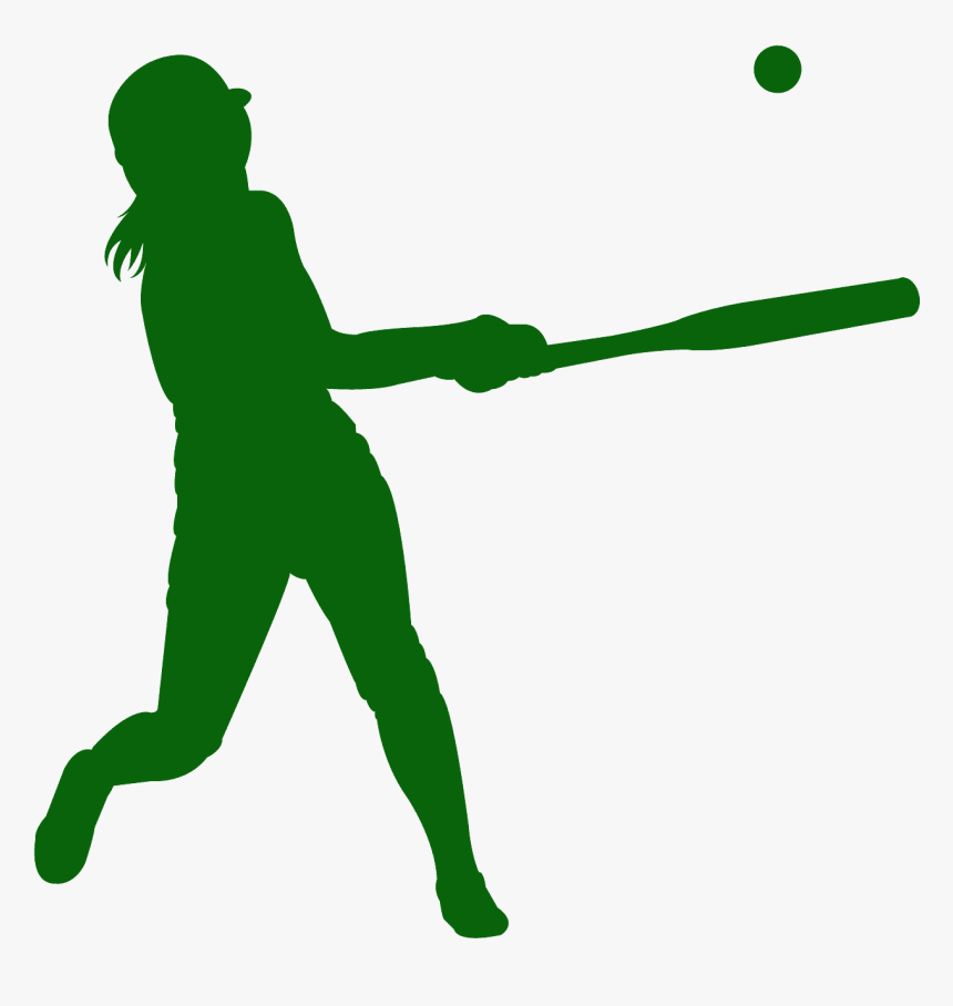 Batting Softball Player Silhouette, HD Png Download, Free Download