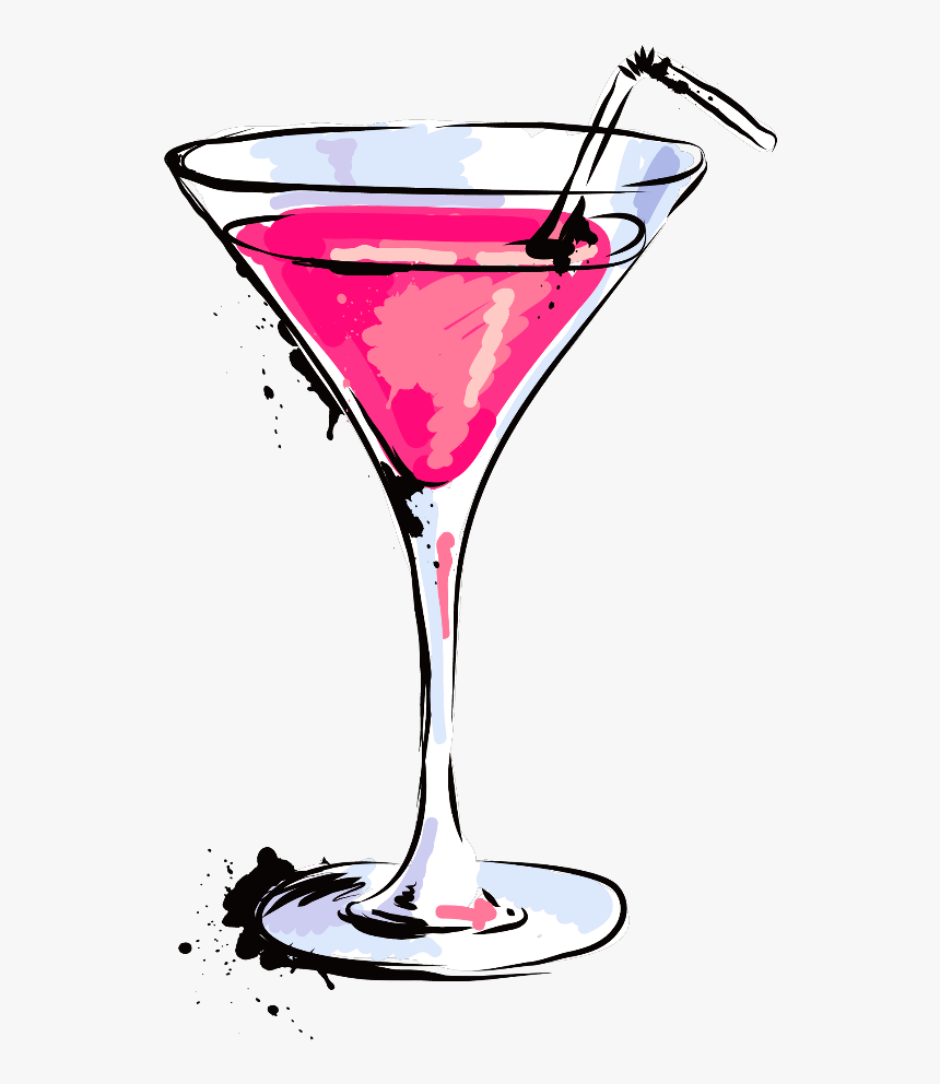 Ftestickers Watercolor Clipart Cocktail Martini - Cartoon Cocktail Glass Png, Transparent Png, Free Download