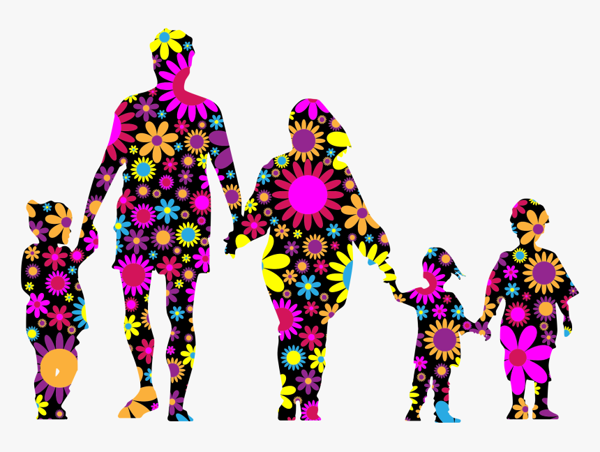 Pink,human Behavior,performing Arts - Family Holding Hands Silhouette Png, Transparent Png, Free Download