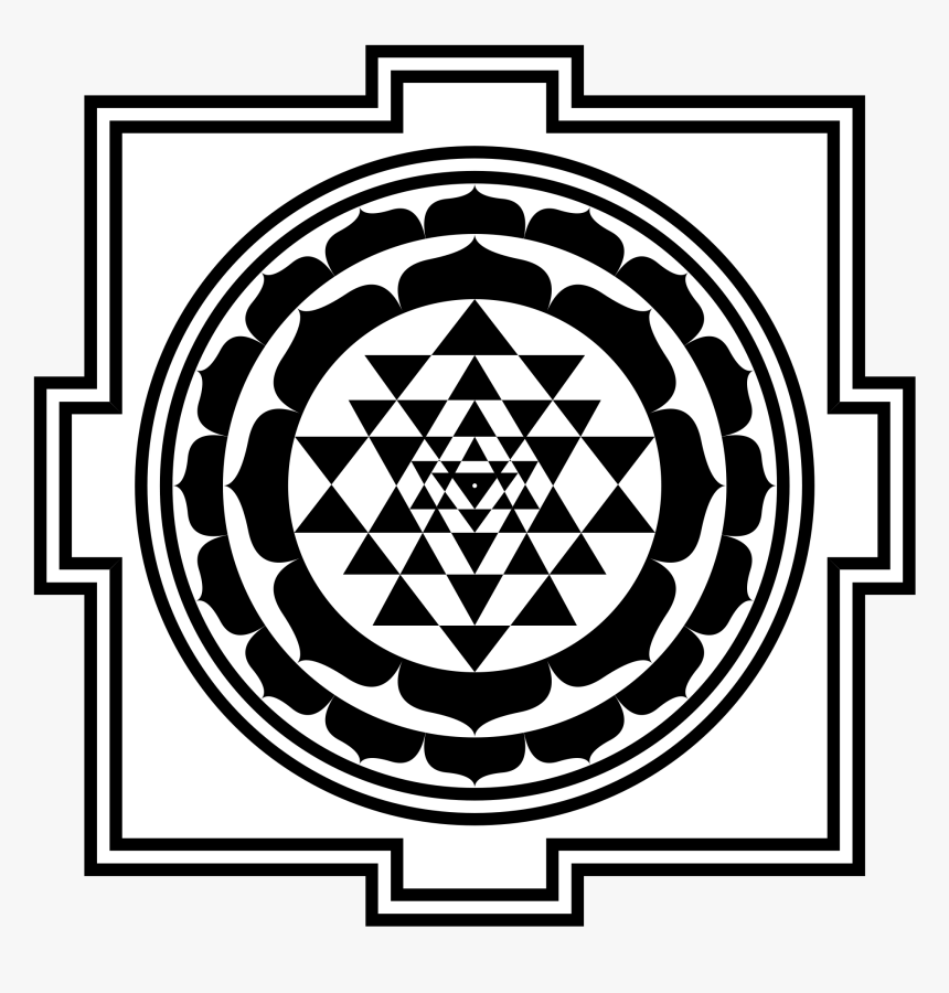 Drawing Trippy Sacred Geometry - Shri Yantra Black And White, HD Png Download, Free Download