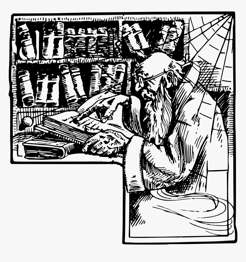 Old Man And Books Clip Arts - Public Domain Illustrations From Old Books, HD Png Download, Free Download