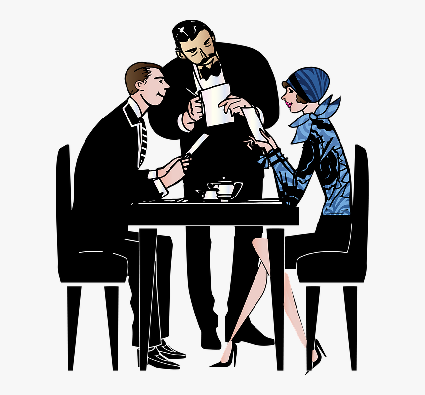 Flapper Couple Restaurant Menu Waiter 1920"s - Restaurant Clip Art, HD Png Download, Free Download