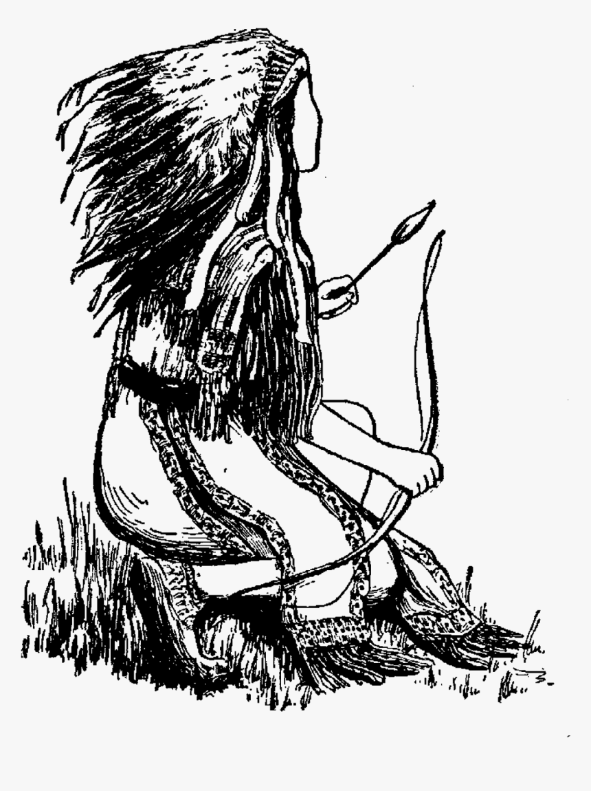 Indian Native American Drawing Hunter Illustration - Native American Drawing, HD Png Download, Free Download