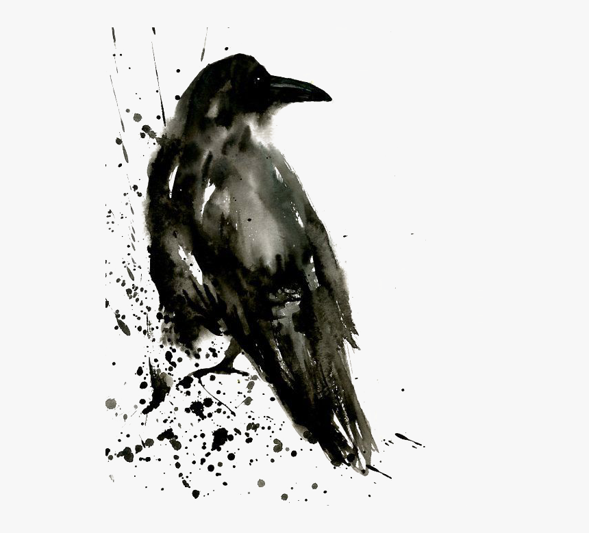 Tattoo Crow Watercolor Common The Shining Painting - Crow Watercolor Painting, HD Png Download, Free Download