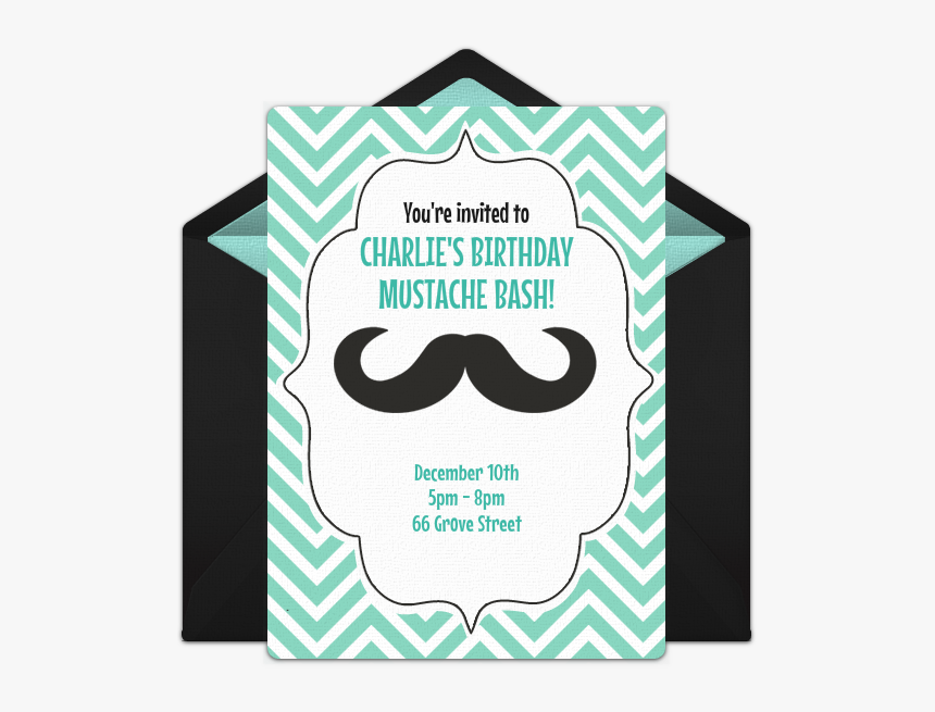 Mustache Bash Online Invitation - Yellow And Grey Elephant Thank You Cards, HD Png Download, Free Download