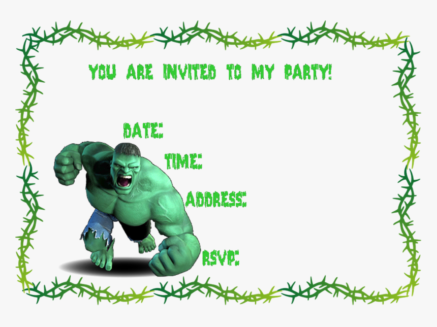 Http - //www - Creativeprintables - Org/free Incredible - Hulk Birthday Invitation Template, HD Png Download, Free Download