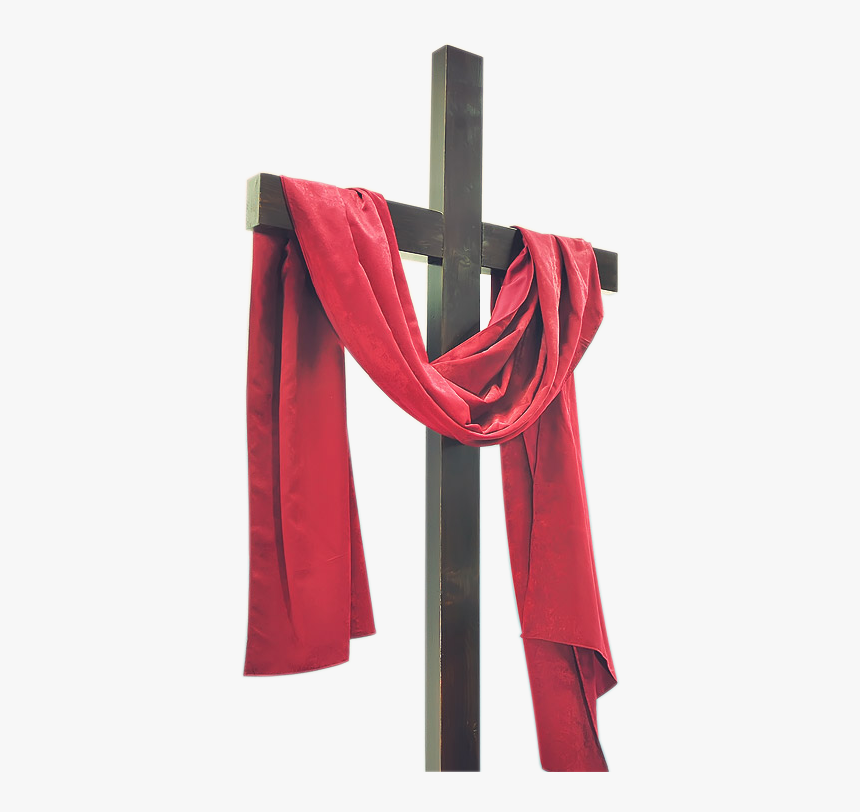 The Christian Cross - Red Scarf On Cross, HD Png Download, Free Download