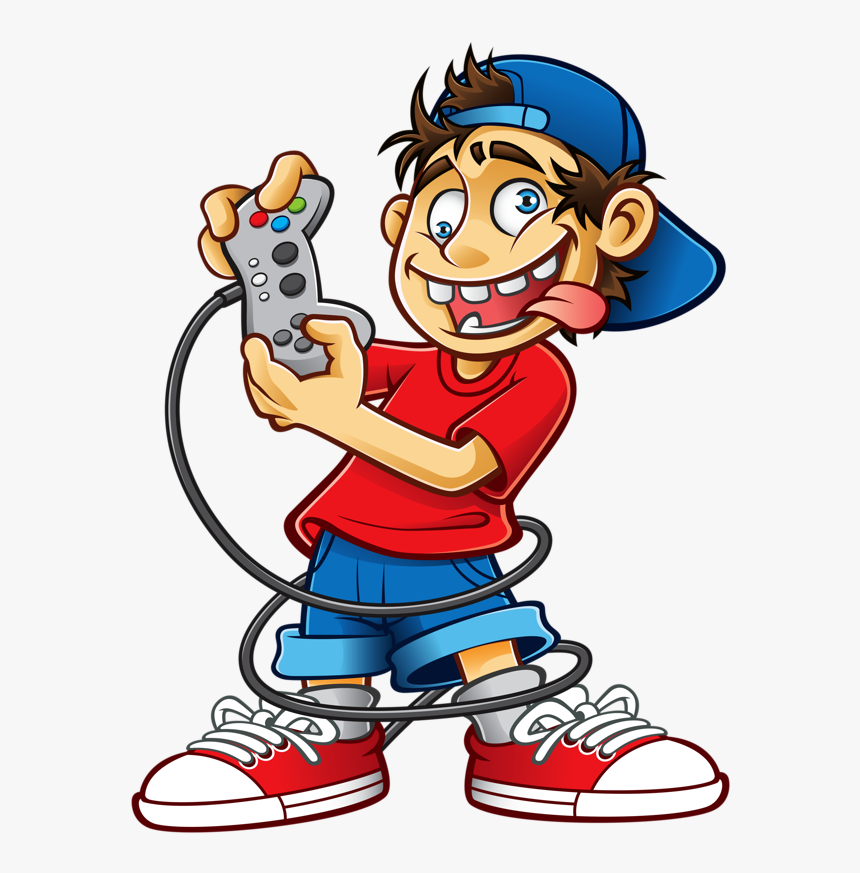 Game Clipart Gameboy Color - Cartoon Playing Video Games, HD Png Download, Free Download