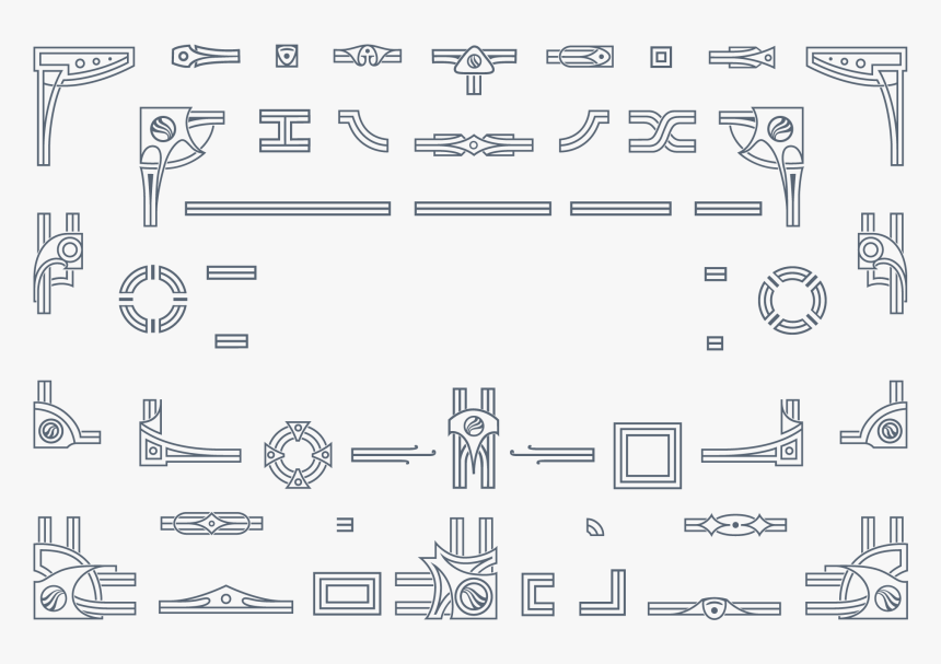 Create Customized Frames By Mixing The 600 Vector Parts - Art Deco Decoration Vector, HD Png Download, Free Download