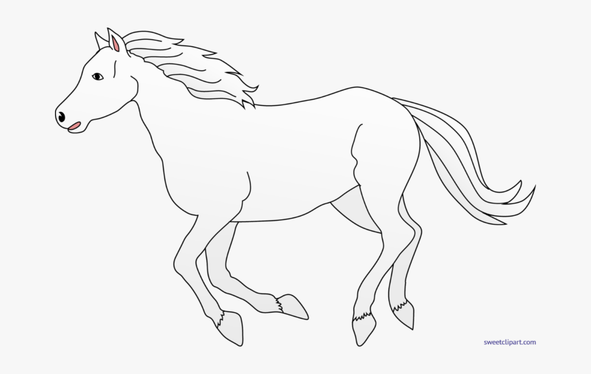 White Horse Clipart Clip Art Free Library White Horse - Horse Black And White, HD Png Download, Free Download