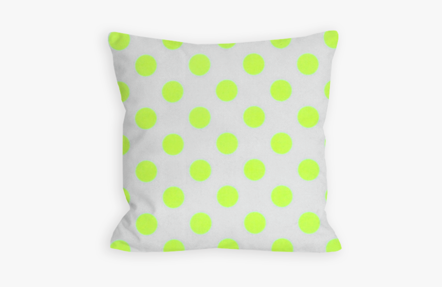 Brilliant Polka Dot White And Neon Yellow Pillow - Cushion, HD Png Download, Free Download