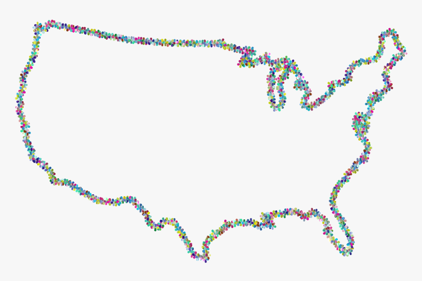 Prismatic Floral United States Outline 2 Clip Arts - United States Outline Png, Transparent Png, Free Download