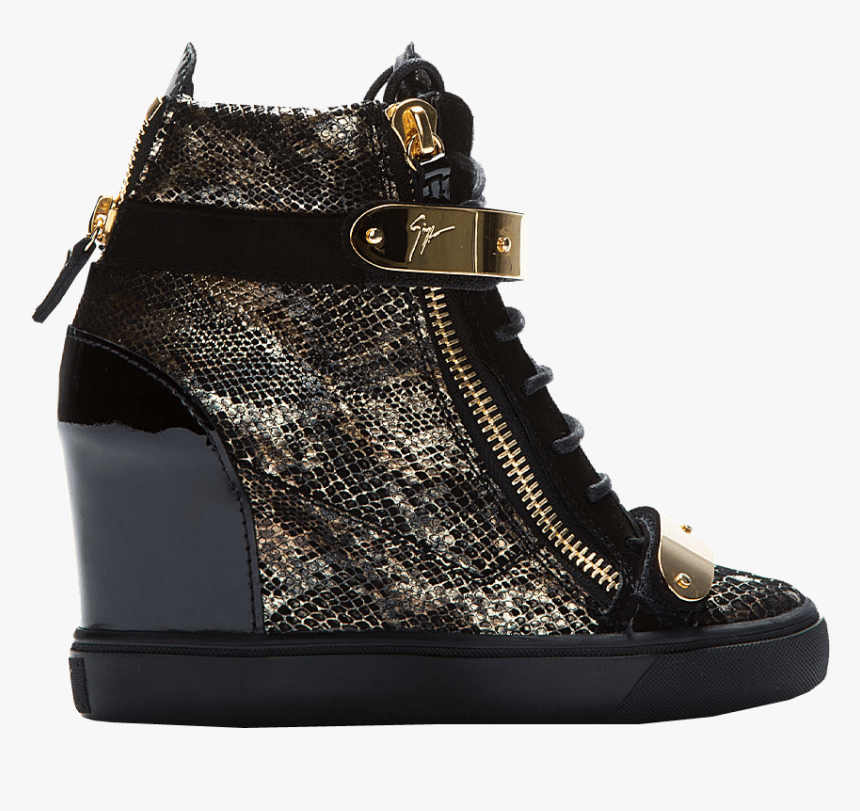 Giuseppe Zanotti Gold Snakeskin Loren Z75 Wedge Sneaker - Boot, HD Png Download, Free Download
