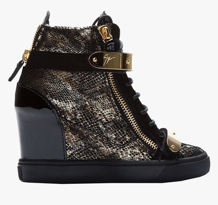 Giuseppe Zanotti Gold Snakeskin Loren Z75 Wedge Sneaker - Boot, HD Png ...