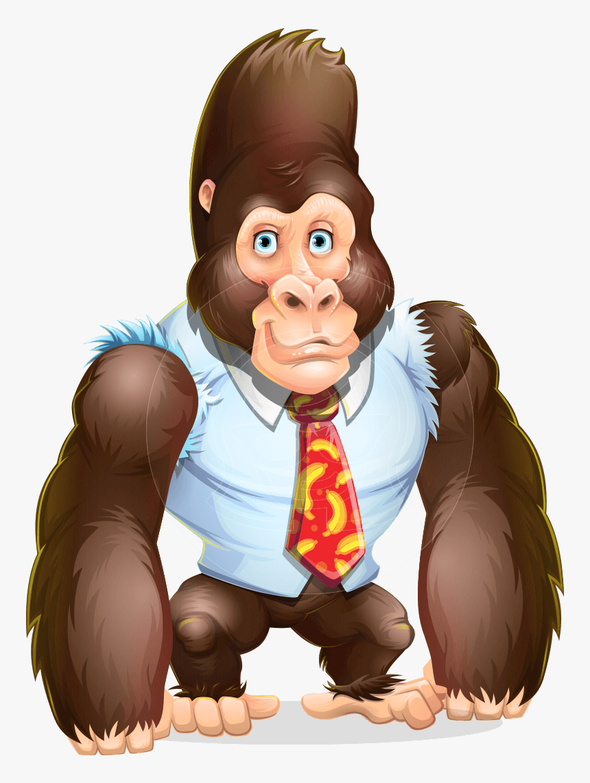 Funny Gorilla Cartoon Vector Character - Character, HD Png Download, Free Download