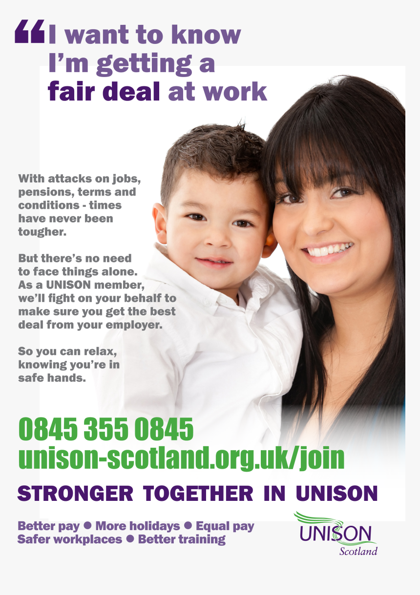 Mum And Little Boy Unison Recruitment Advert - Unison Leaflets, HD Png Download, Free Download