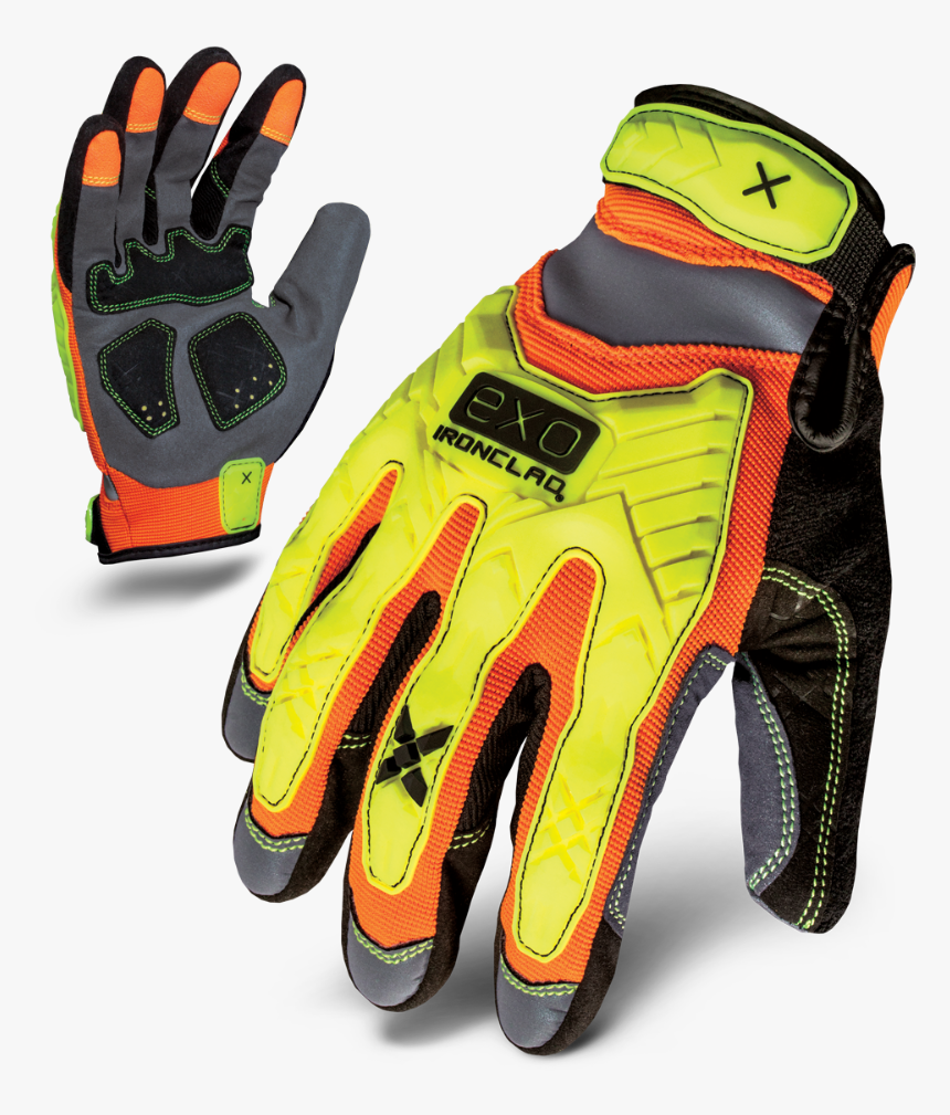 Ironclad Exo-hzi Hi-viz Impact Gloves, HD Png Download, Free Download