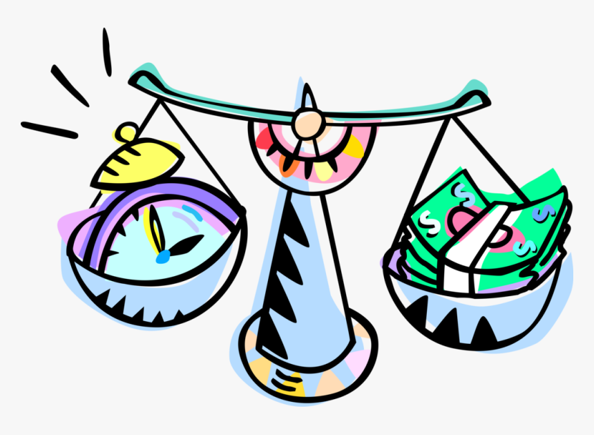 Vector Illustration Of Balance Scales Balancing Time, HD Png Download, Free Download