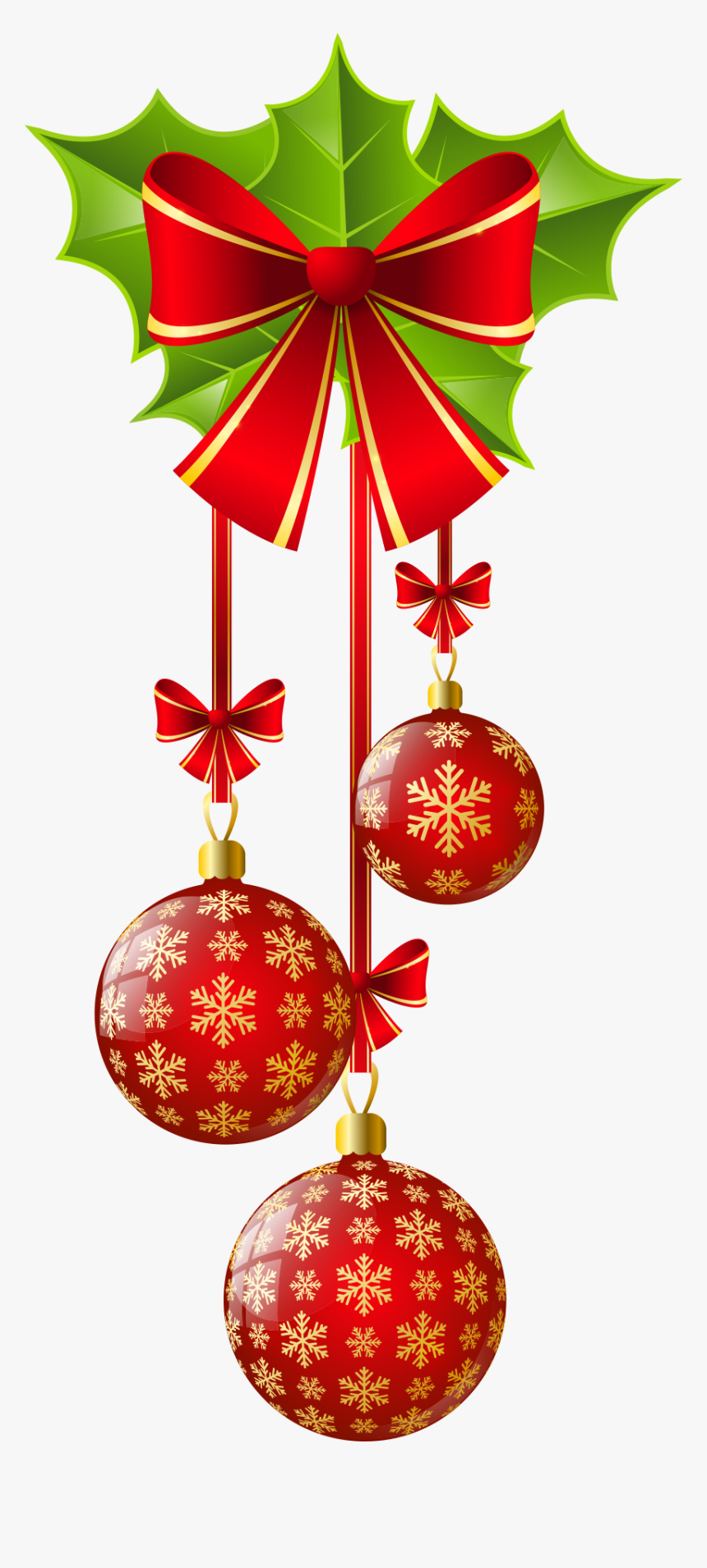 And Balls Ornament Bow Decoration Christmas Red Clipart - Christmas Clipart Ornaments, HD Png Download, Free Download